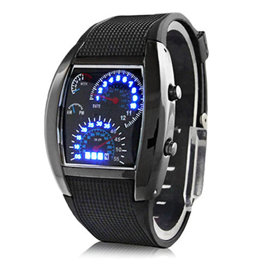 Mode hommes en acier inoxydable de luxe Sport analogique Quartz montre-bracelet LED noir Sport montres mode montres pour hommes cadeau