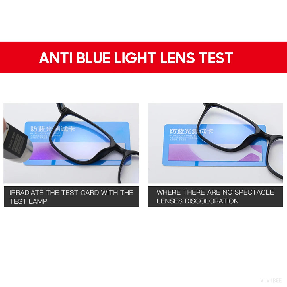 VIVIBEE carré bleu lumière bloquant hommes lunettes de jeu TR90 noir mat Anti Ray lunettes ordinateur Transparent lunettes de mode