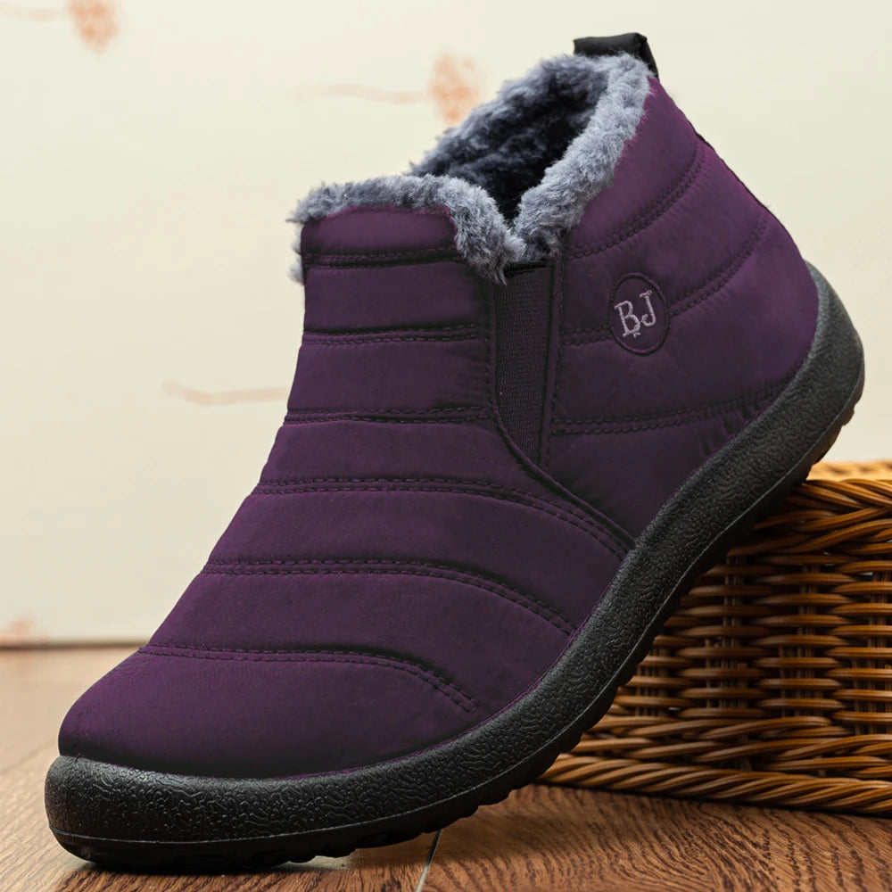 Hommes bottes imperméables bottes d'hiver bottes de neige légères fourrure chaude hommes chaussures grande taille 47 unisexe bottines sans lacet chaussures décontractées