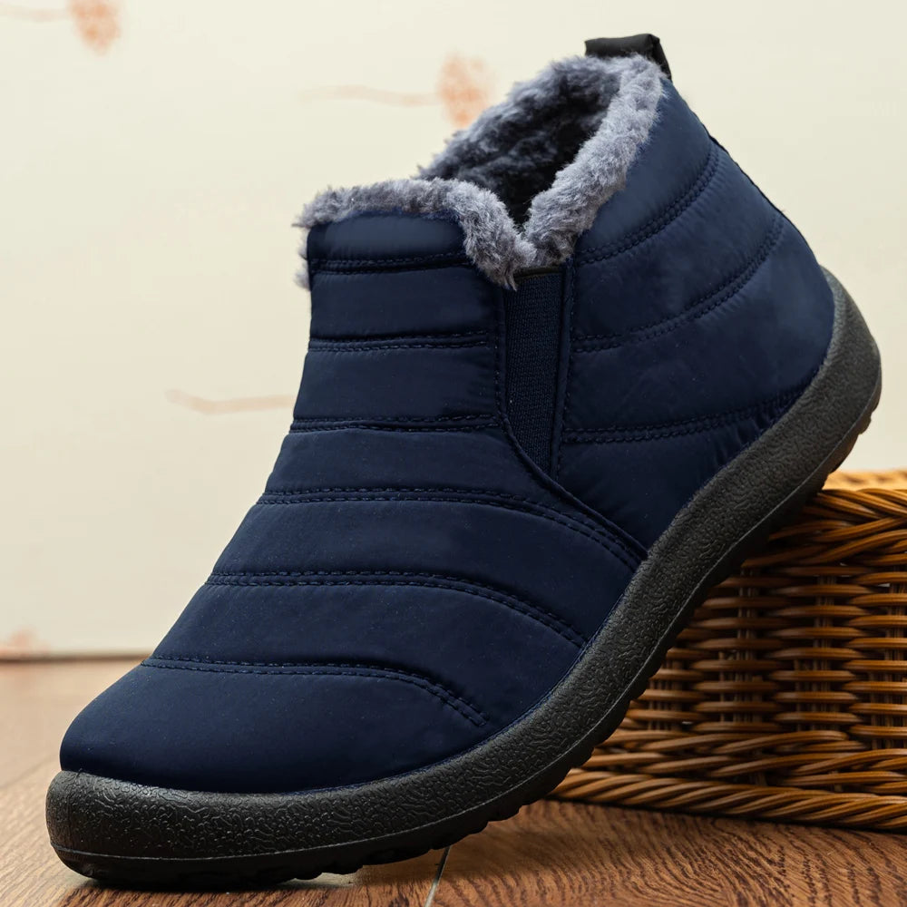 Hommes bottes imperméables bottes d'hiver bottes de neige légères fourrure chaude hommes chaussures grande taille 47 unisexe bottines sans lacet chaussures décontractées