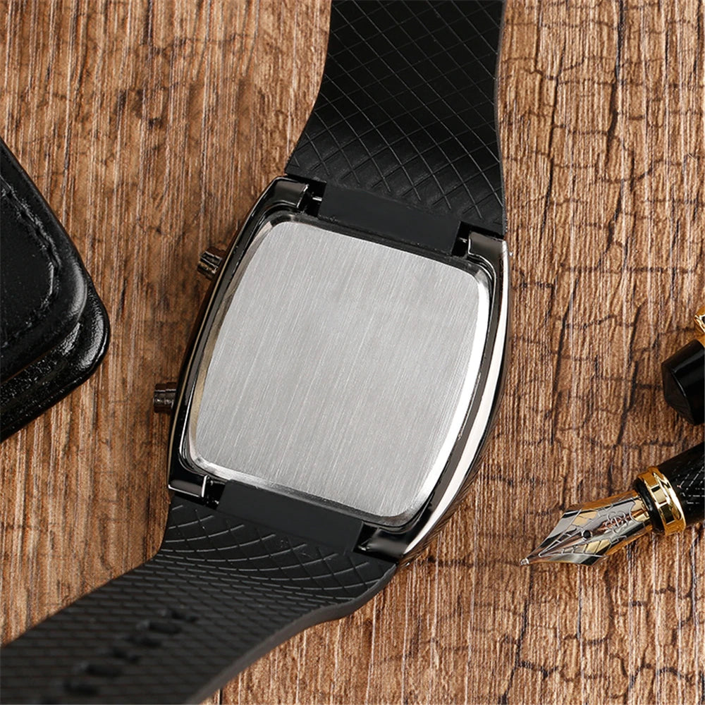 Mode hommes en acier inoxydable de luxe Sport analogique Quartz montre-bracelet LED noir Sport montres mode montres pour hommes cadeau