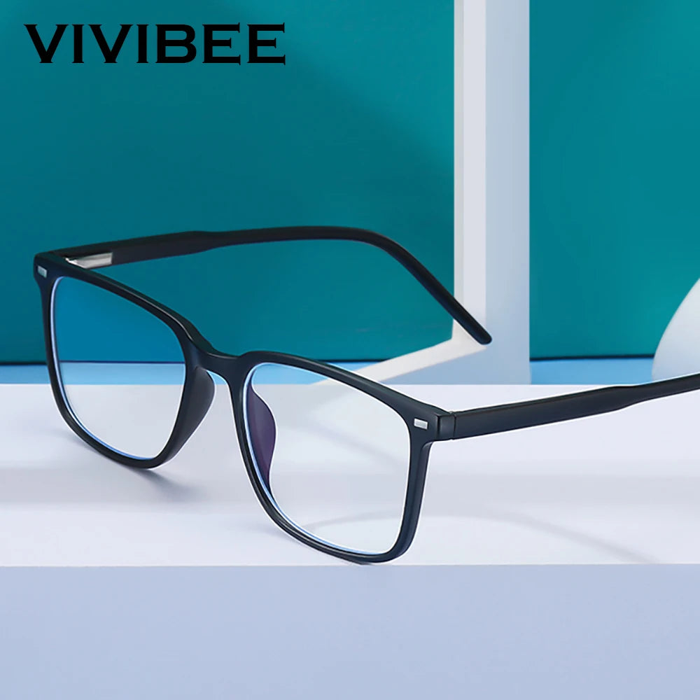 VIVIBEE carré bleu lumière bloquant hommes lunettes de jeu TR90 noir mat Anti Ray lunettes ordinateur Transparent lunettes de mode