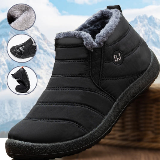 Hommes bottes imperméables bottes d'hiver bottes de neige légères fourrure chaude hommes chaussures grande taille 47 unisexe bottines sans lacet chaussures décontractées