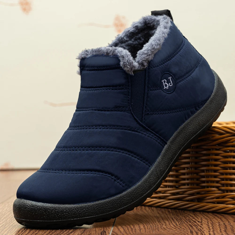 Hommes bottes imperméables bottes d'hiver bottes de neige légères fourrure chaude hommes chaussures grande taille 47 unisexe bottines sans lacet chaussures décontractées