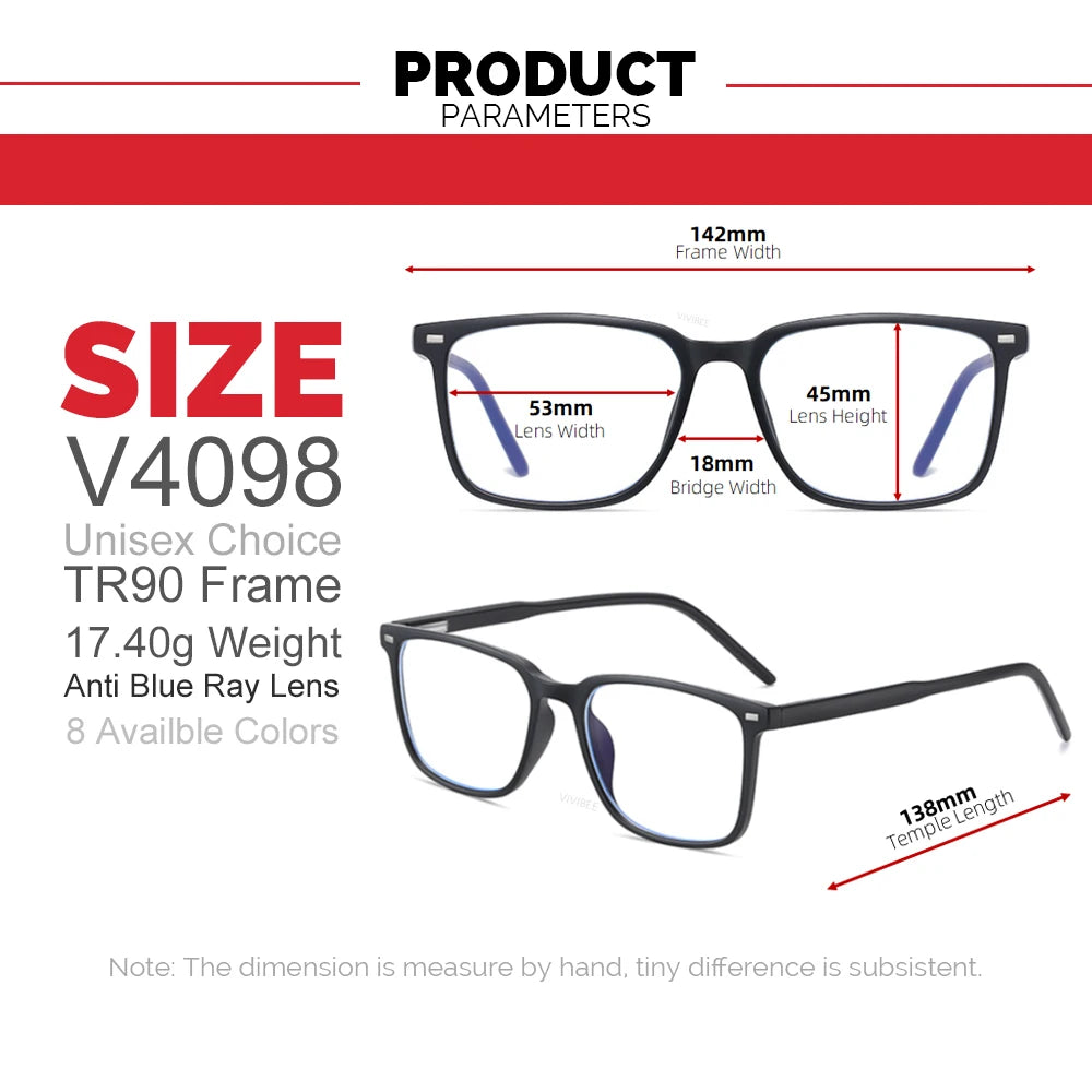 VIVIBEE carré bleu lumière bloquant hommes lunettes de jeu TR90 noir mat Anti Ray lunettes ordinateur Transparent lunettes de mode