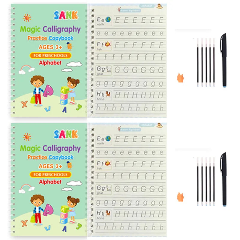 Sank – cahier de pratique magique, stylo pour enfants d'âge préscolaire, calligraphie, version anglaise, essuyage gratuit, livre d'écriture réutilisable pour enfants