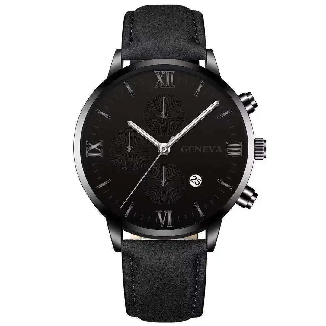 Montre-bracelet de sport à quartz analogique en cuir pour hommes, Genève, date, boîtier en alliage, horloge masculine, marque supérieure, luxe, mode