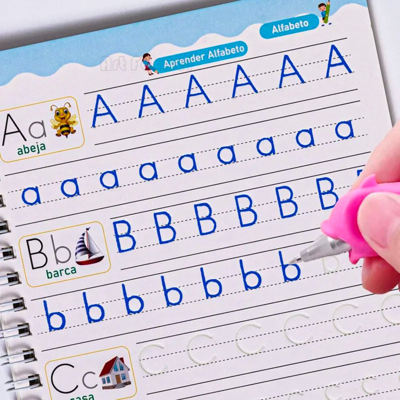 Livres magiques espagnols, apprentissage des chiffres en lettrage espagnol pour enfants, cahier de pratique magique réutilisable, ensemble d'écriture Montessori