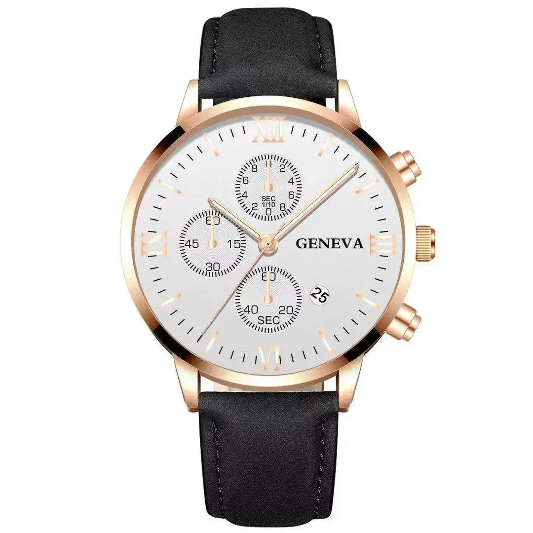 Montre-bracelet de sport à quartz analogique en cuir pour hommes, Genève, date, boîtier en alliage, horloge masculine, marque supérieure, luxe, mode
