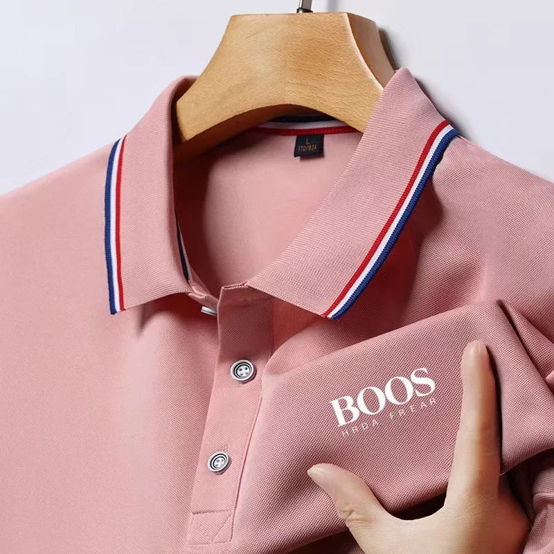 Mode d'été nouveaux hommes à manches courtes concepteur exquis broderie tridimensionnelle POLO respirant revers affaires T-shirt