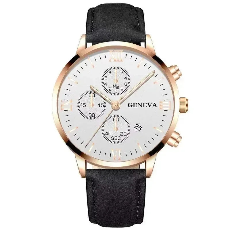 Montre-bracelet de sport à quartz analogique en cuir pour hommes, Genève, date, boîtier en alliage, horloge masculine, marque supérieure, luxe, mode