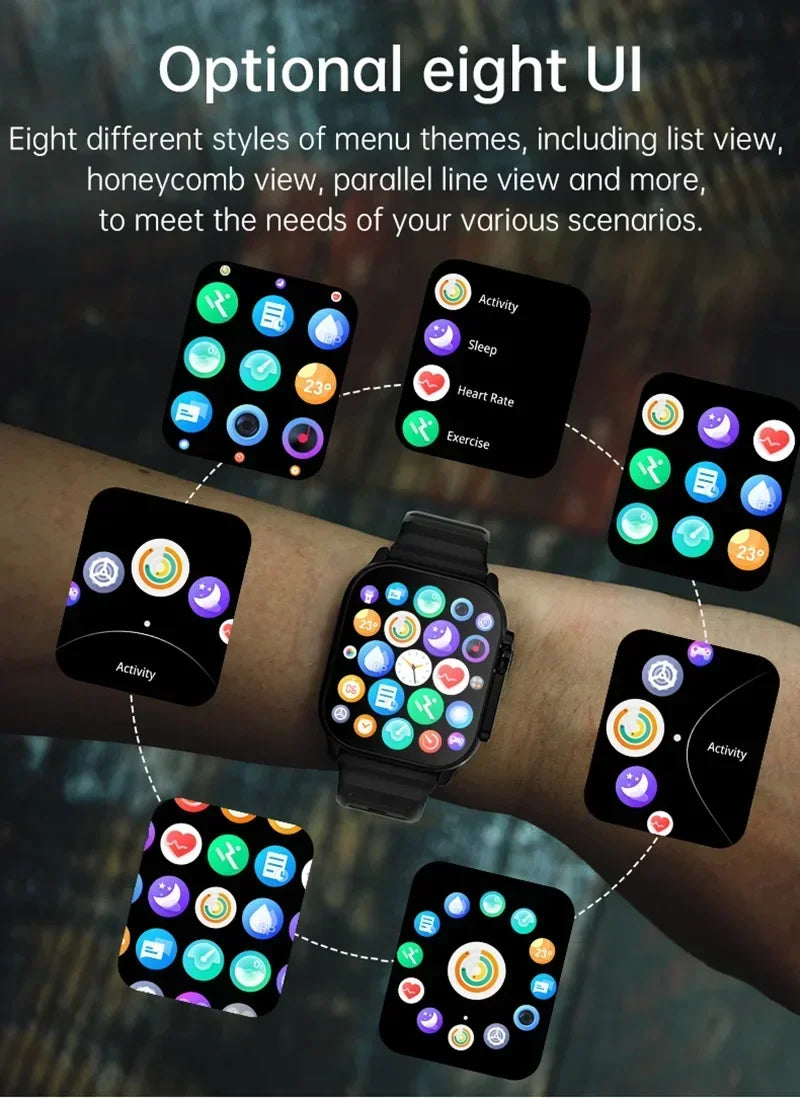 Nouvelle montre T800 U2 montre intelligente 49mm 2024 nouveau NFC hommes femmes GPS piste Bluetooth appel BT jeux de musique sans fil charge Smartwatch