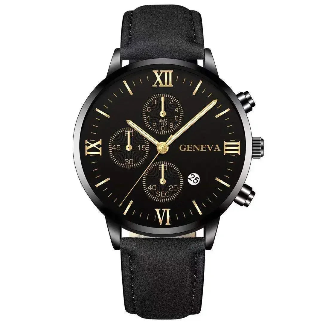 Montre-bracelet de sport à quartz analogique en cuir pour hommes, Genève, date, boîtier en alliage, horloge masculine, marque supérieure, luxe, mode