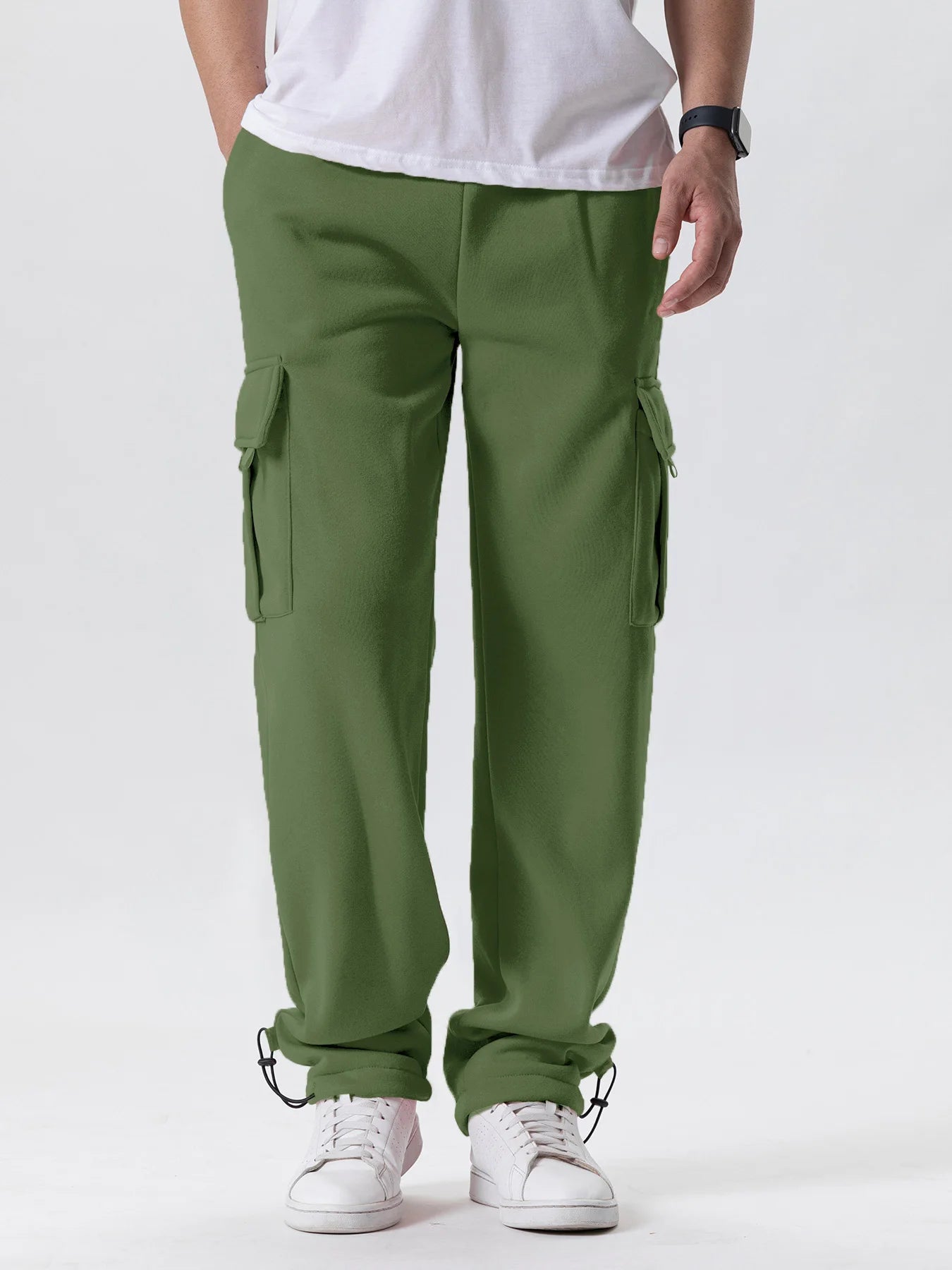 Viser de survêtement coupe droite pour hommes, joggeurs pour le sport et le streetwear, proximité Wstring, pantalons longs, pantalons multi-poches