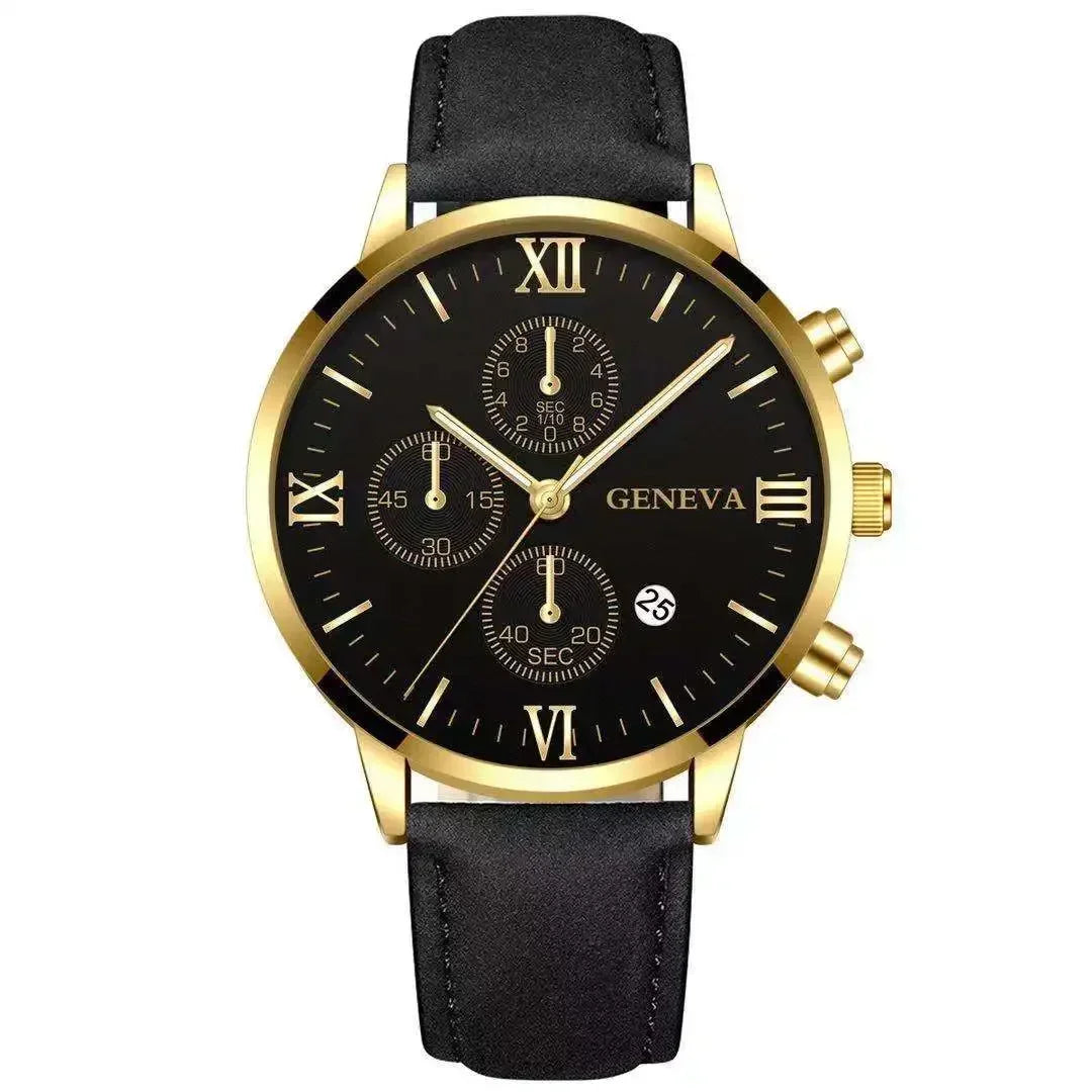 Montre-bracelet de sport à quartz analogique en cuir pour hommes, Genève, date, boîtier en alliage, horloge masculine, marque supérieure, luxe, mode