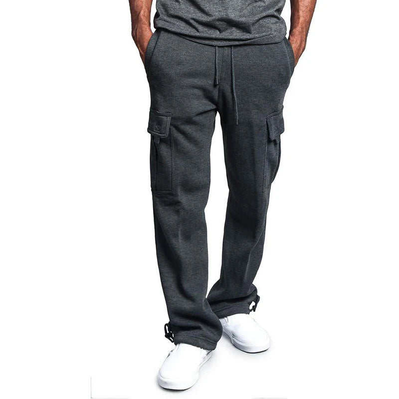 Viser de survêtement coupe droite pour hommes, joggeurs pour le sport et le streetwear, proximité Wstring, pantalons longs, pantalons multi-poches