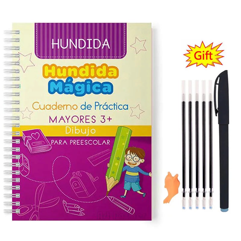 Livres magiques espagnols, apprentissage des chiffres en lettrage espagnol pour enfants, cahier de pratique magique réutilisable, ensemble d'écriture Montessori