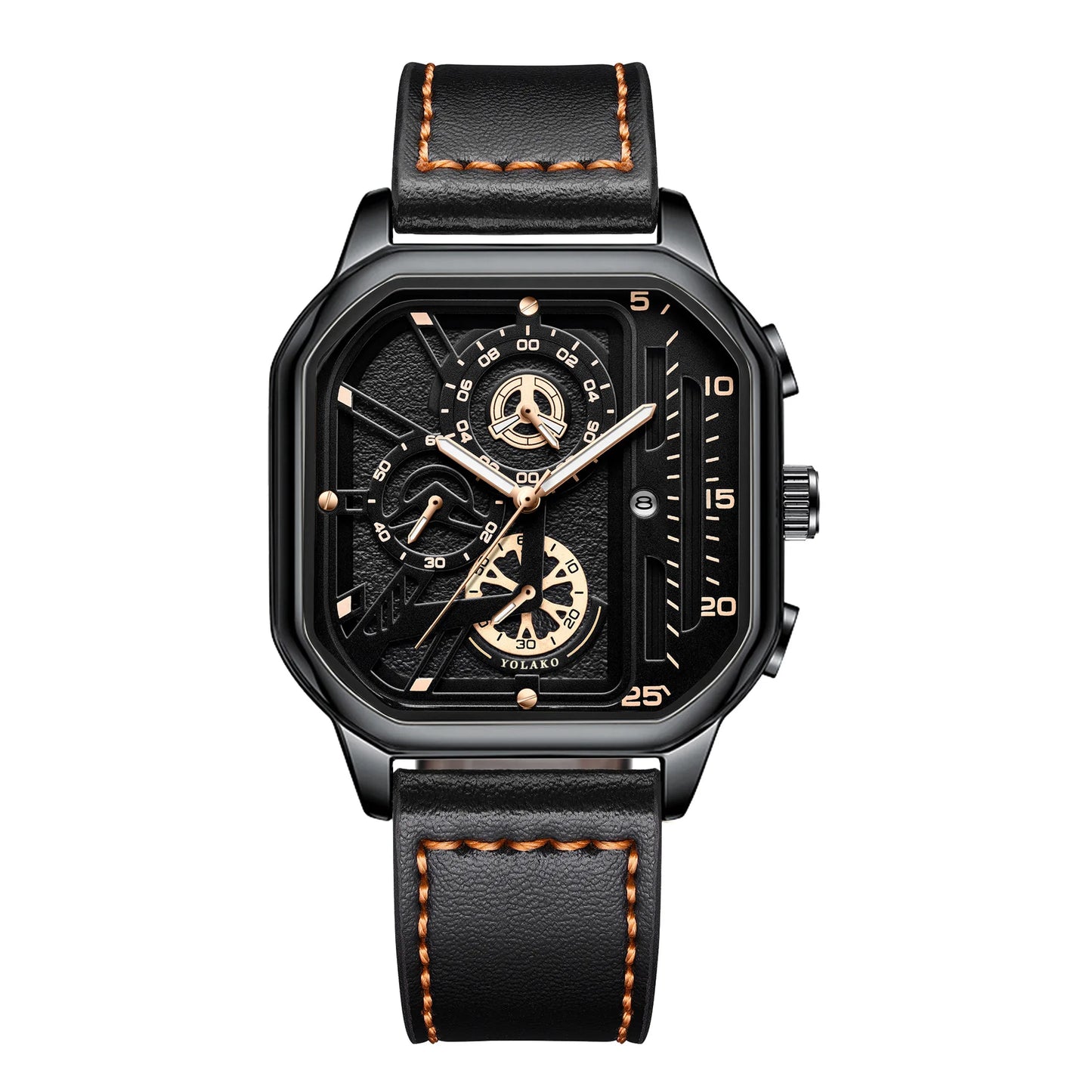 Hommes montres à Quartz cadran en alliage hommes d'affaires montre bracelet en cuir PU grand cadran carré montre de sport Cool noir montre-bracelet pour homme