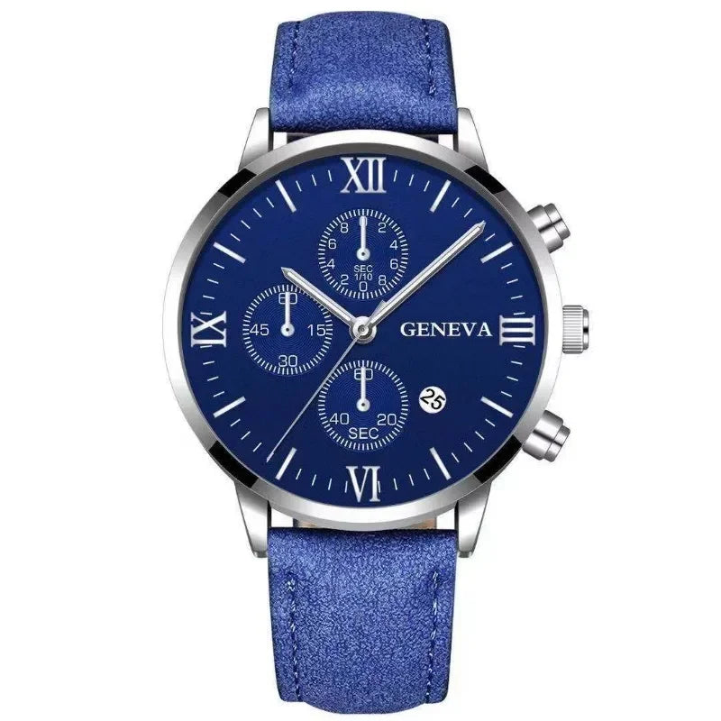 Montre-bracelet de sport à quartz analogique en cuir pour hommes, Genève, date, boîtier en alliage, horloge masculine, marque supérieure, luxe, mode