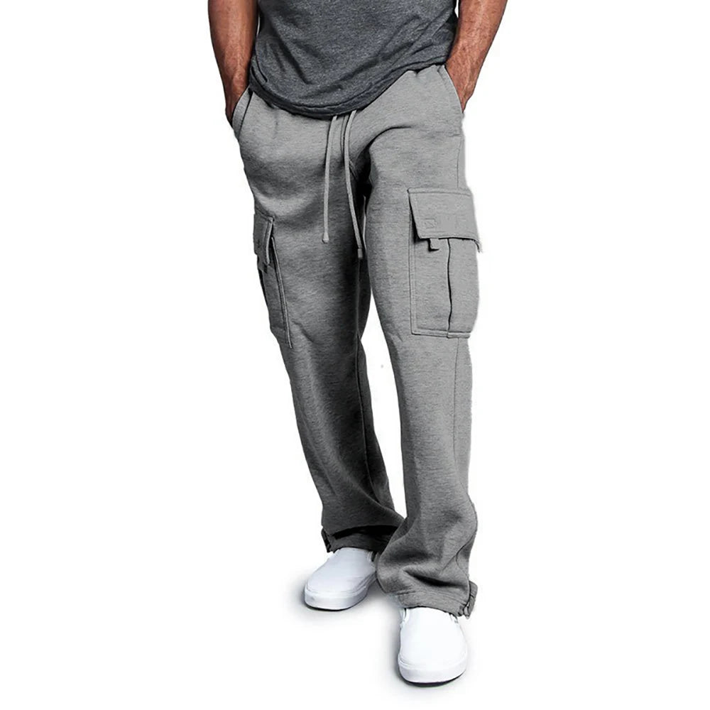 Viser de survêtement coupe droite pour hommes, joggeurs pour le sport et le streetwear, proximité Wstring, pantalons longs, pantalons multi-poches