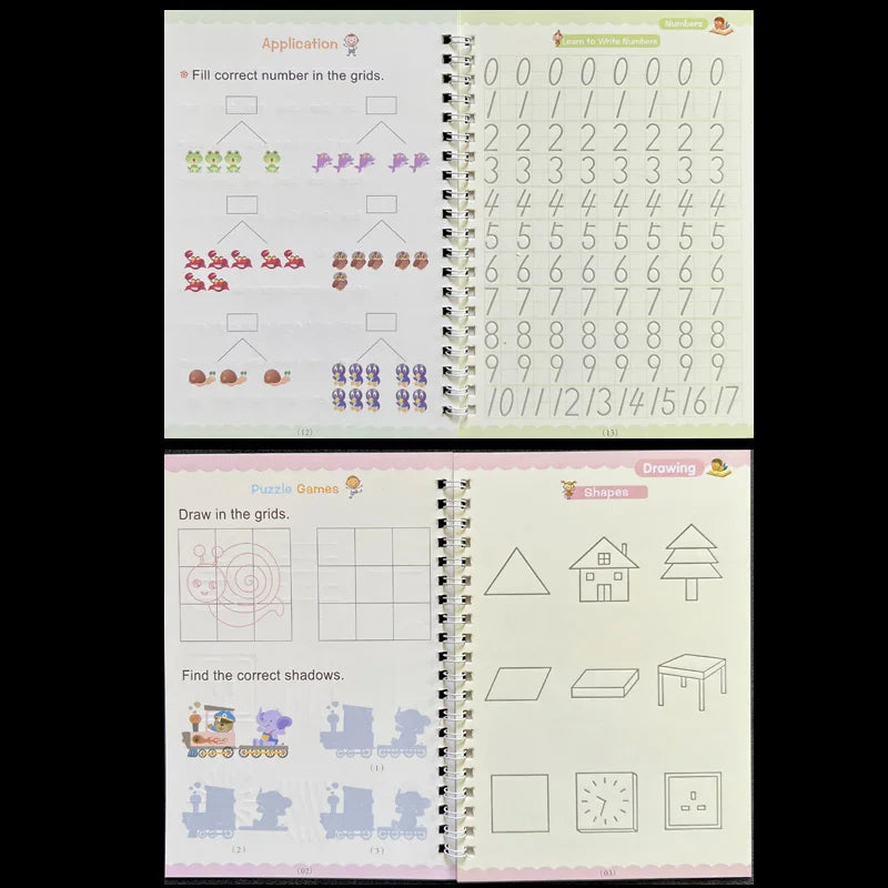 Sank – cahier de pratique magique, stylo pour enfants d'âge préscolaire, calligraphie, version anglaise, essuyage gratuit, livre d'écriture réutilisable pour enfants