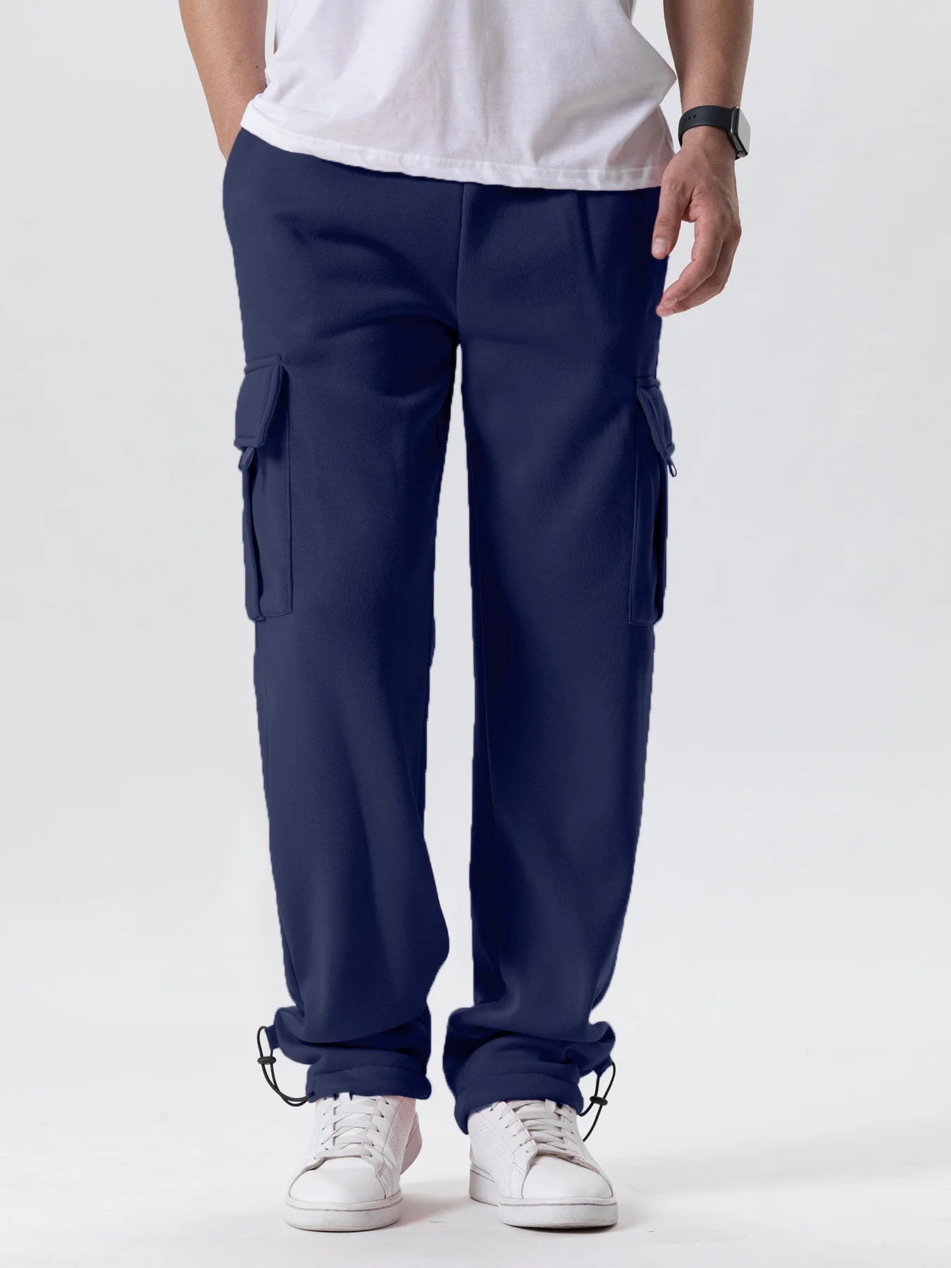 Viser de survêtement coupe droite pour hommes, joggeurs pour le sport et le streetwear, proximité Wstring, pantalons longs, pantalons multi-poches