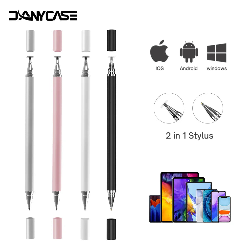 Stylet universel 2 en 1 pour tablette mobile, Android, IOS, téléphone, iPad, accessoires de dessin, tablette, puzzles, écran tactile