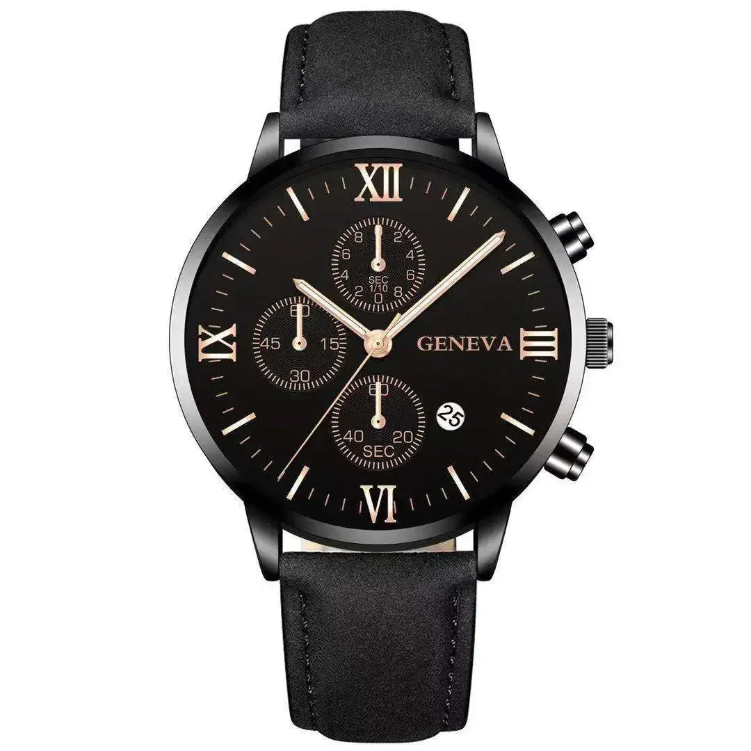 Montre-bracelet de sport à quartz analogique en cuir pour hommes, Genève, date, boîtier en alliage, horloge masculine, marque supérieure, luxe, mode