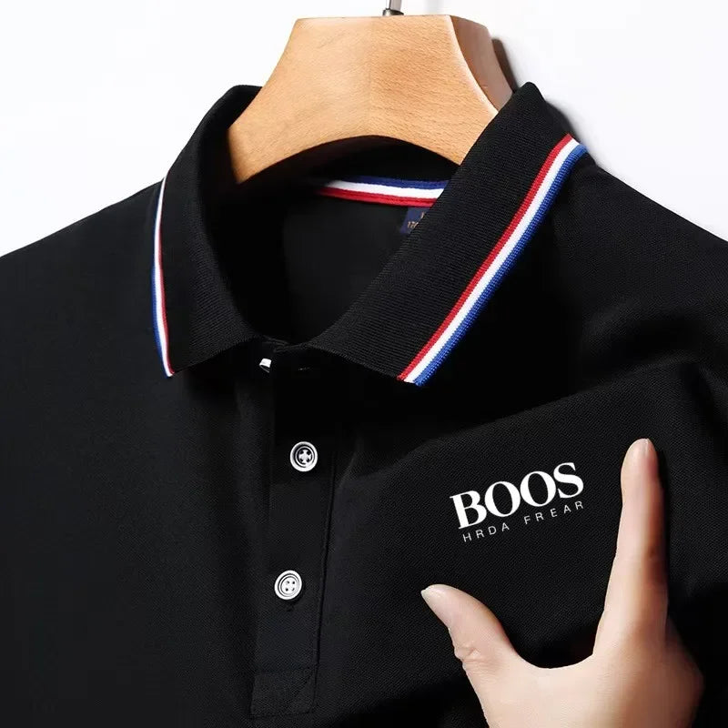 Mode d'été nouveaux hommes à manches courtes concepteur exquis broderie tridimensionnelle POLO respirant revers affaires T-shirt