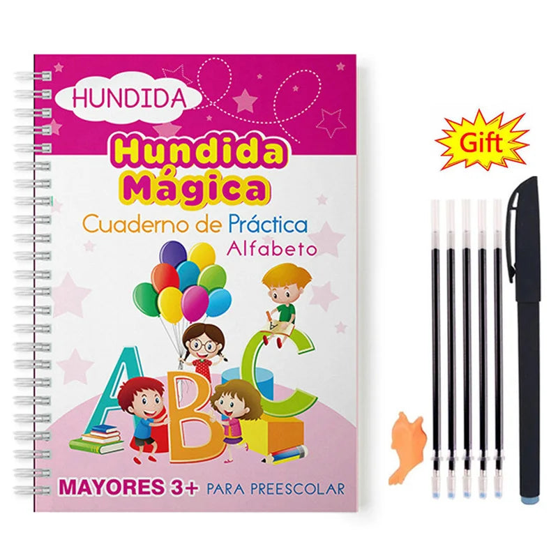 Livres magiques espagnols, apprentissage des chiffres en lettrage espagnol pour enfants, cahier de pratique magique réutilisable, ensemble d'écriture Montessori