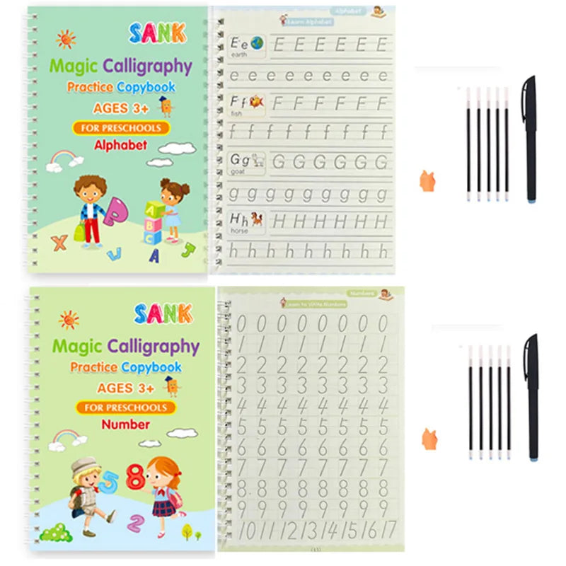 Sank – cahier de pratique magique, stylo pour enfants d'âge préscolaire, calligraphie, version anglaise, essuyage gratuit, livre d'écriture réutilisable pour enfants