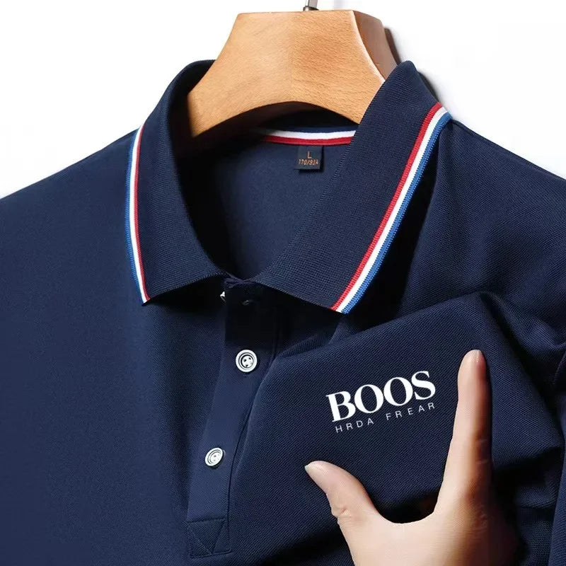 Mode d'été nouveaux hommes à manches courtes concepteur exquis broderie tridimensionnelle POLO respirant revers affaires T-shirt