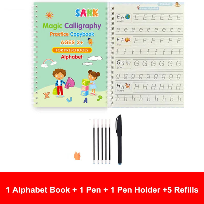Sank – cahier de pratique magique, stylo pour enfants d'âge préscolaire, calligraphie, version anglaise, essuyage gratuit, livre d'écriture réutilisable pour enfants
