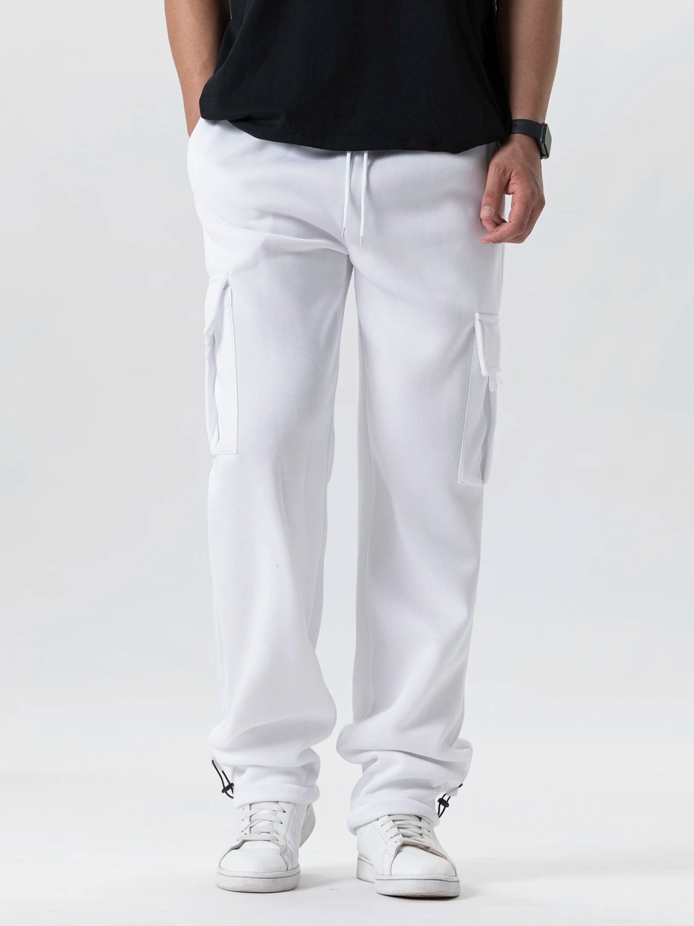 Viser de survêtement coupe droite pour hommes, joggeurs pour le sport et le streetwear, proximité Wstring, pantalons longs, pantalons multi-poches