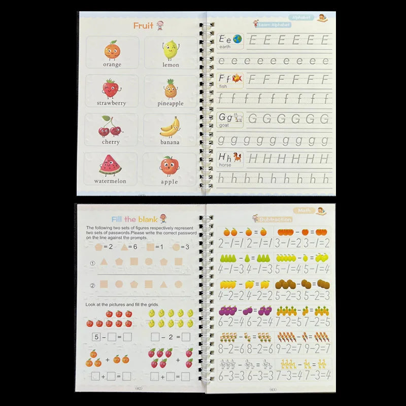Sank – cahier de pratique magique, stylo pour enfants d'âge préscolaire, calligraphie, version anglaise, essuyage gratuit, livre d'écriture réutilisable pour enfants