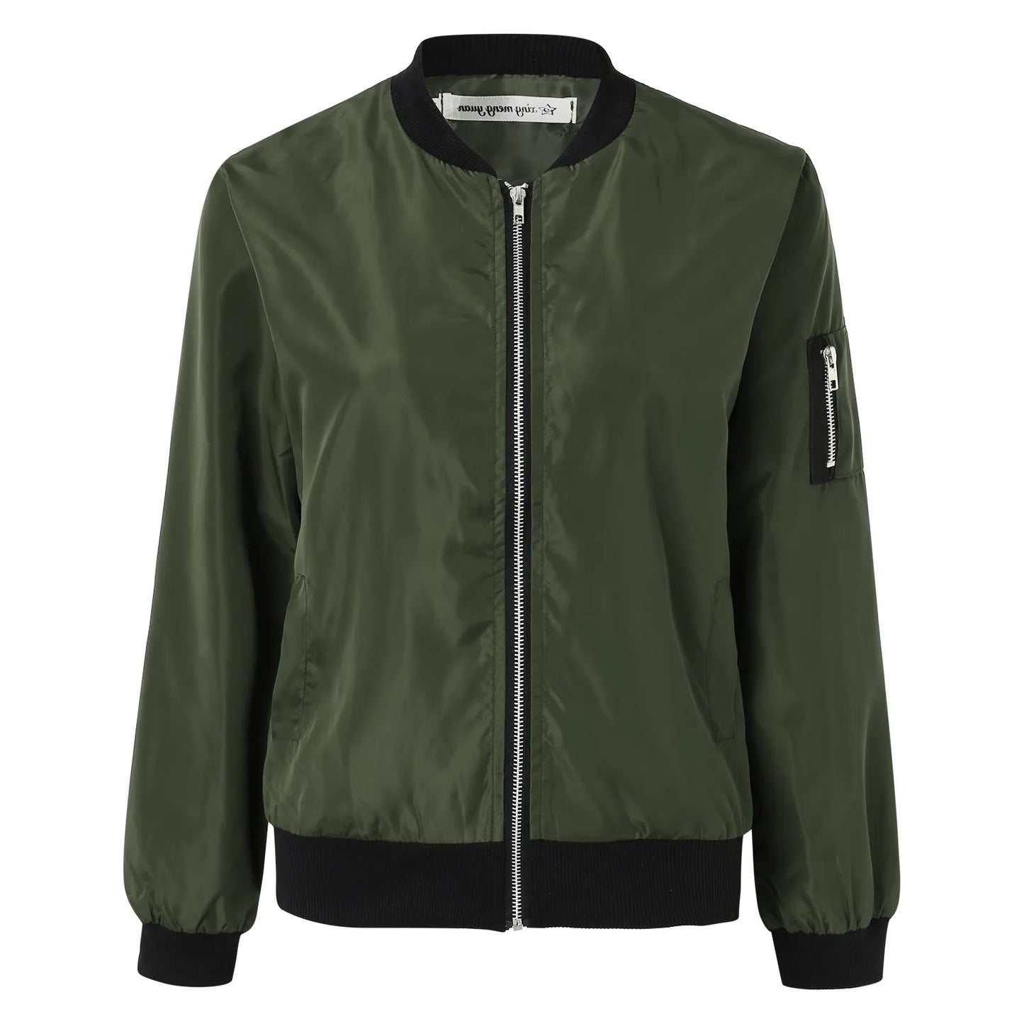 Blouson Bombardier Vintage à Col Rond pour Femme, Vêtement Chic et Décontracté avec Fermeture Éclair, Idéal pour l'Automne