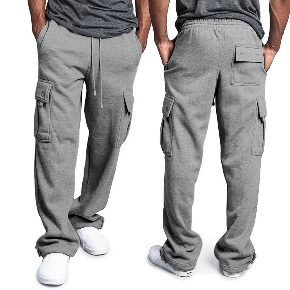 Viser de survêtement coupe droite pour hommes, joggeurs pour le sport et le streetwear, proximité Wstring, pantalons longs, pantalons multi-poches