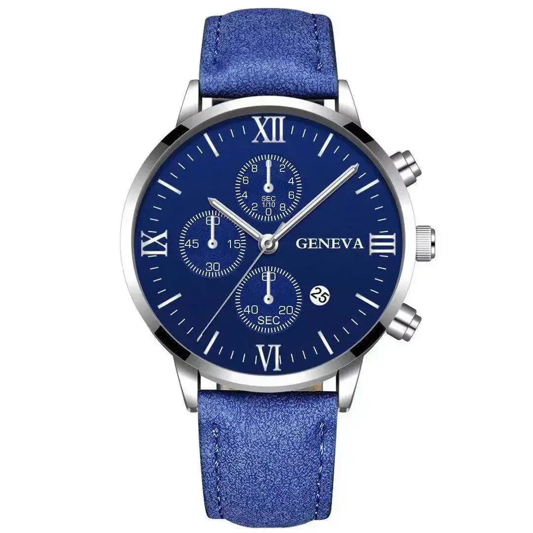 Montre-bracelet de sport à quartz analogique en cuir pour hommes, Genève, date, boîtier en alliage, horloge masculine, marque supérieure, luxe, mode