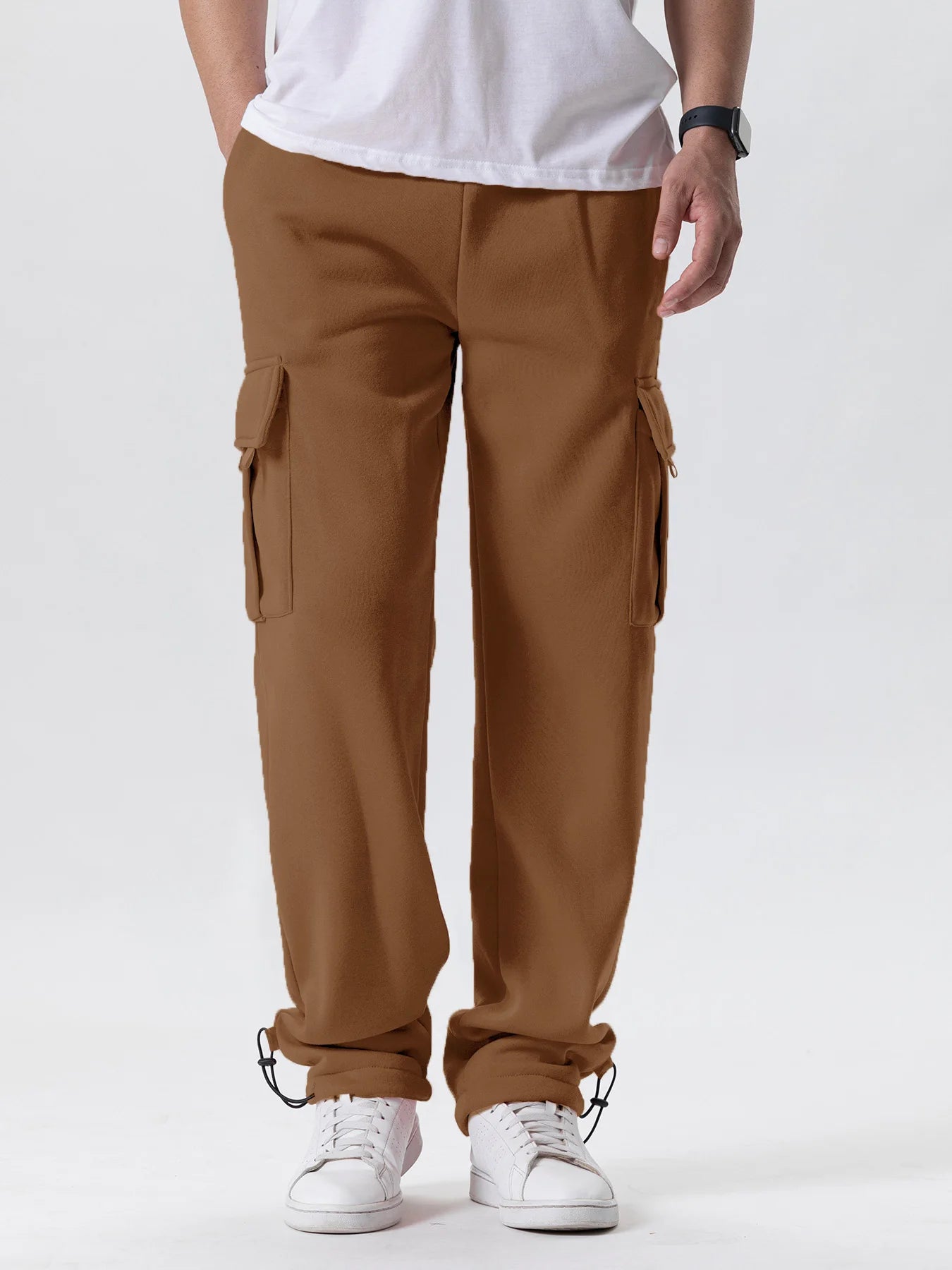 Viser de survêtement coupe droite pour hommes, joggeurs pour le sport et le streetwear, proximité Wstring, pantalons longs, pantalons multi-poches