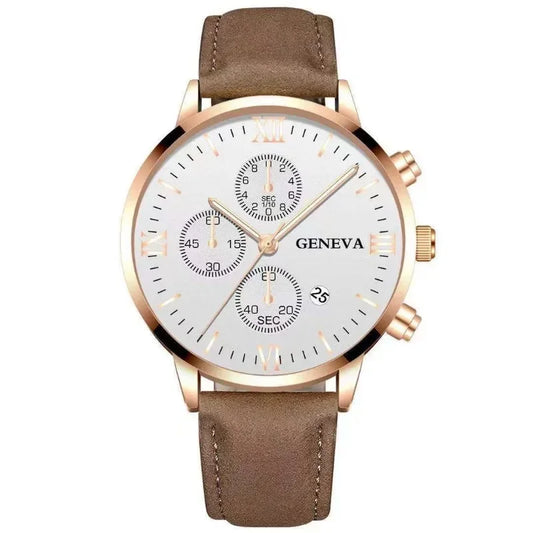 Montre-bracelet de sport à quartz analogique en cuir pour hommes, Genève, date, boîtier en alliage, horloge masculine, marque supérieure, luxe, mode