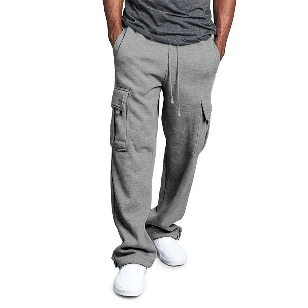 Viser de survêtement coupe droite pour hommes, joggeurs pour le sport et le streetwear, proximité Wstring, pantalons longs, pantalons multi-poches