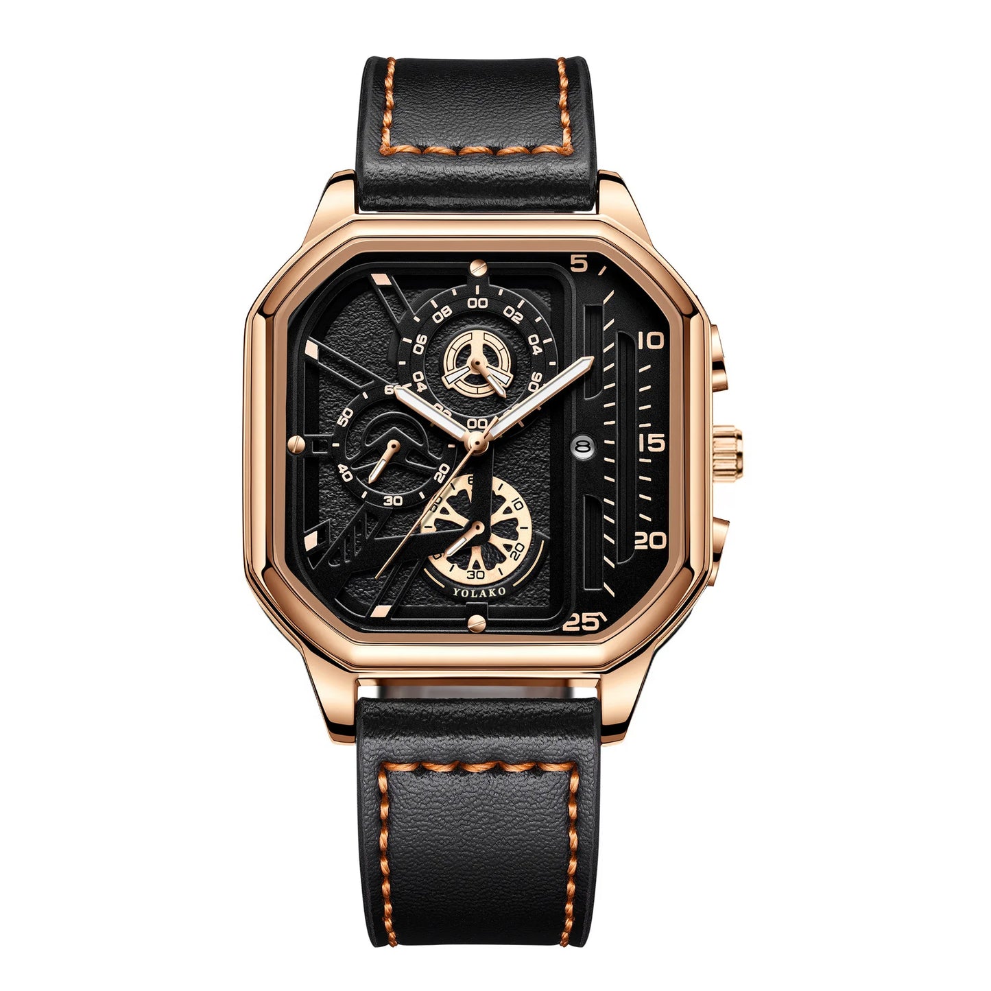 Hommes montres à Quartz cadran en alliage hommes d'affaires montre bracelet en cuir PU grand cadran carré montre de sport Cool noir montre-bracelet pour homme
