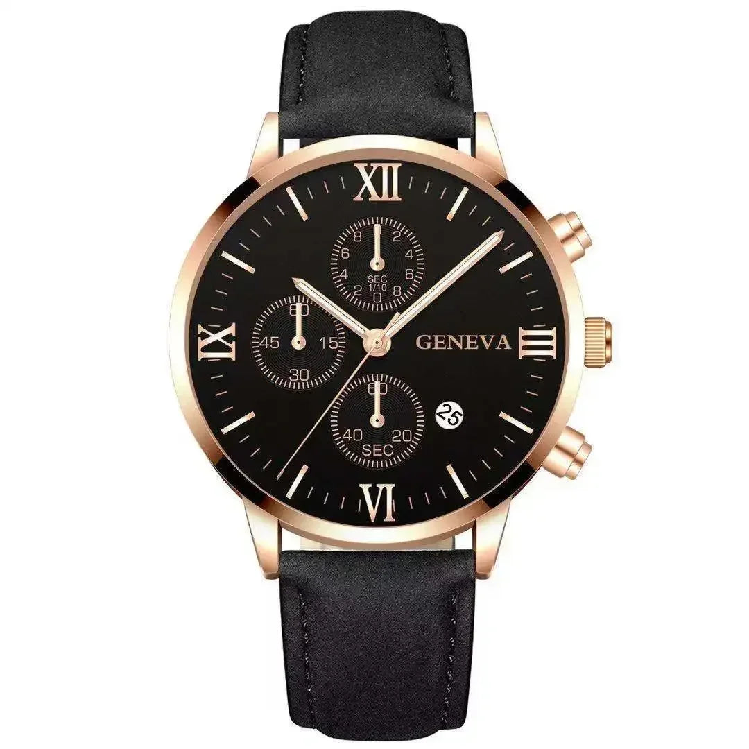 Montre-bracelet de sport à quartz analogique en cuir pour hommes, Genève, date, boîtier en alliage, horloge masculine, marque supérieure, luxe, mode