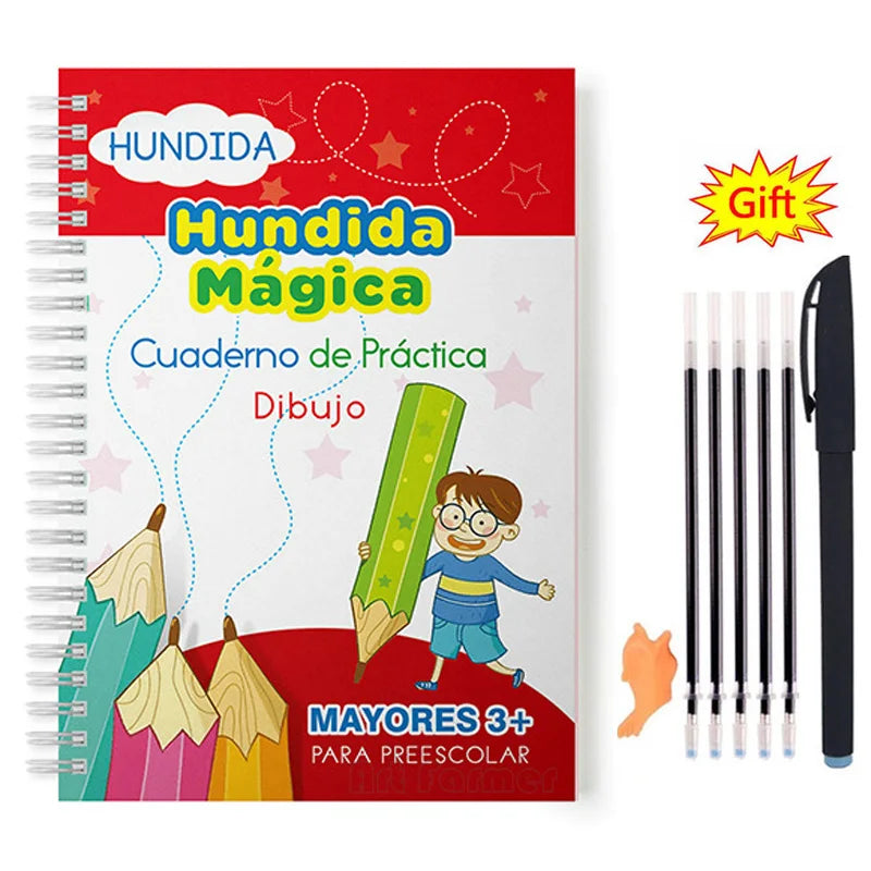 Livres magiques espagnols, apprentissage des chiffres en lettrage espagnol pour enfants, cahier de pratique magique réutilisable, ensemble d'écriture Montessori