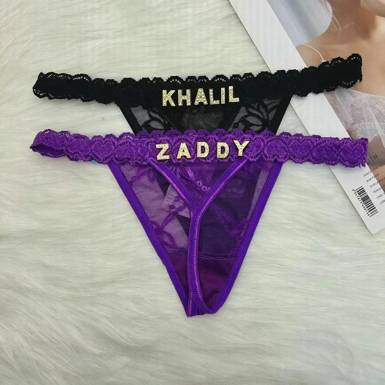 String personnalisé avec nom bricolage strass lettre tongs Sexy sous-vêtements personnalisés string personnalisé Bikini bijoux cadeau