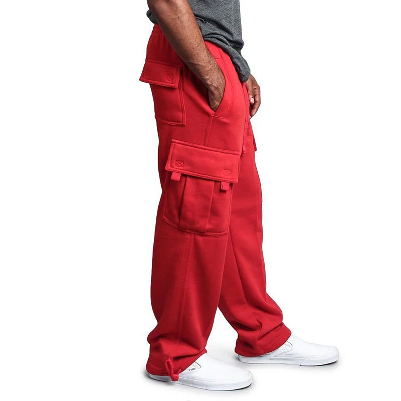 Viser de survêtement coupe droite pour hommes, joggeurs pour le sport et le streetwear, proximité Wstring, pantalons longs, pantalons multi-poches