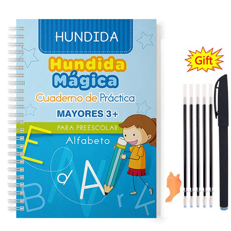 Livres magiques espagnols, apprentissage des chiffres en lettrage espagnol pour enfants, cahier de pratique magique réutilisable, ensemble d'écriture Montessori