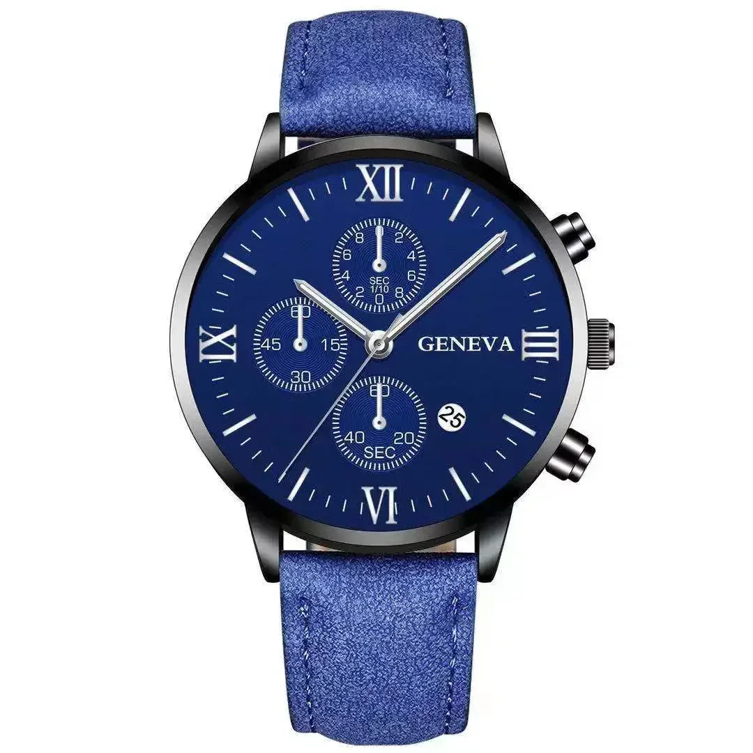 Montre-bracelet de sport à quartz analogique en cuir pour hommes, Genève, date, boîtier en alliage, horloge masculine, marque supérieure, luxe, mode