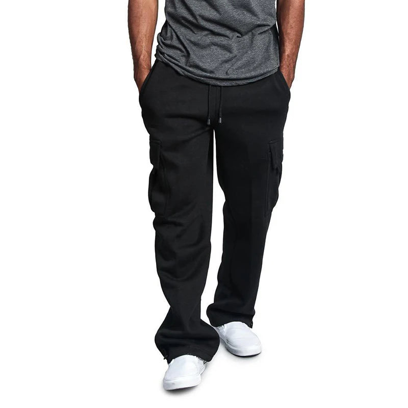 Viser de survêtement coupe droite pour hommes, joggeurs pour le sport et le streetwear, proximité Wstring, pantalons longs, pantalons multi-poches
