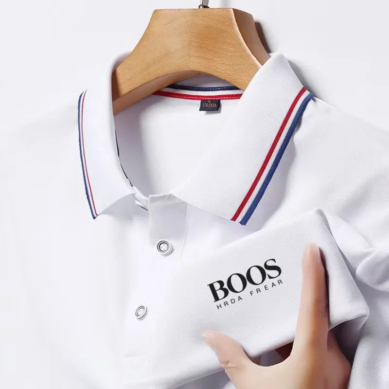 Mode d'été nouveaux hommes à manches courtes concepteur exquis broderie tridimensionnelle POLO respirant revers affaires T-shirt